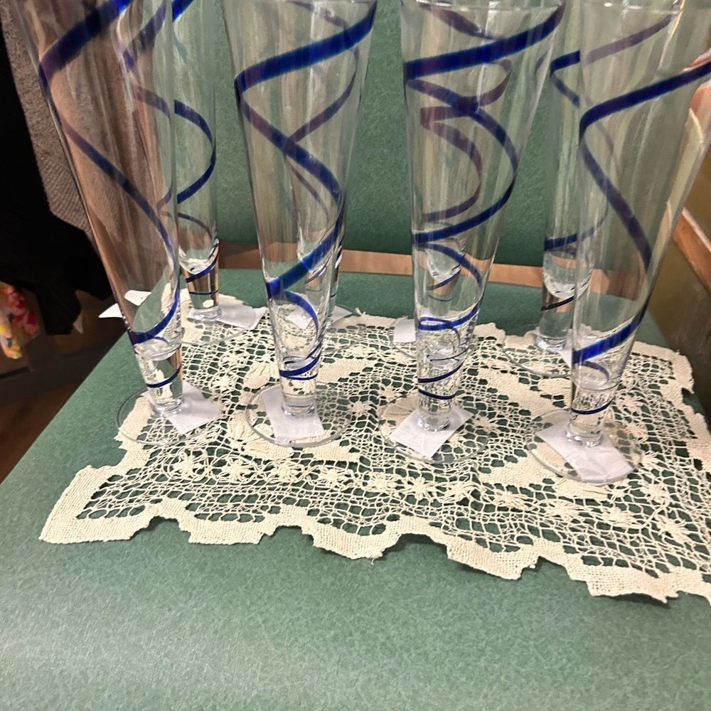 🛍️ Nbn home decor cobalt swill line pilsner glasses set of 8